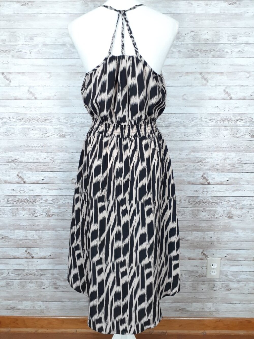 Charlie Jade Dress M Braided Straps High Low Hem Animal Print Elastic Waist 945A - Picture 4 of 9